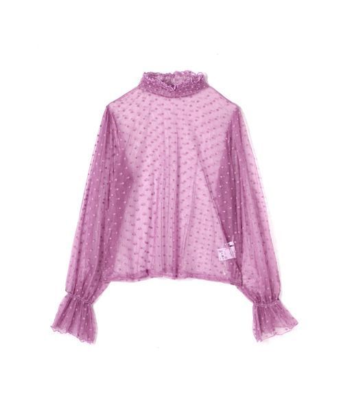 FREE'S MART（フリーズマート）の「シアードットハイネックブラウス（シャツ/ブラウス・レディース・ブラック/ホワイト/パープル・FREE）」の3枚目の写真