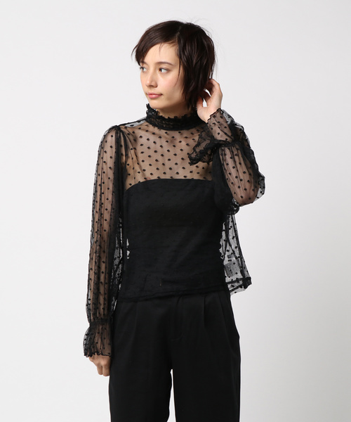 FREE'S MART（フリーズマート）の「シアードットハイネックブラウス（シャツ/ブラウス・レディース・ブラック/ホワイト/パープル・FREE）」の7枚目の写真