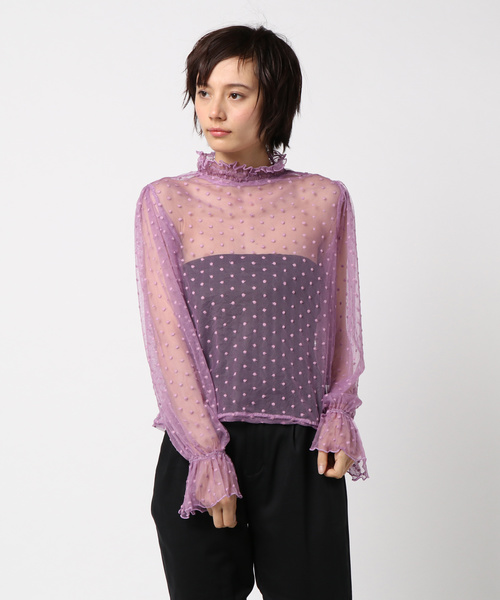 FREE'S MART（フリーズマート）の「シアードットハイネックブラウス（シャツ/ブラウス・レディース・ブラック/ホワイト/パープル・FREE）」の8枚目の写真
