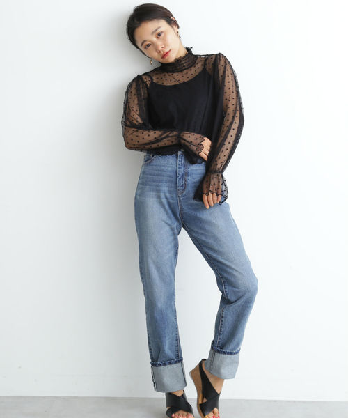 FREE'S MART（フリーズマート）の「シアードットハイネックブラウス（シャツ/ブラウス・レディース・ブラック/ホワイト/パープル・FREE）」の19枚目の写真