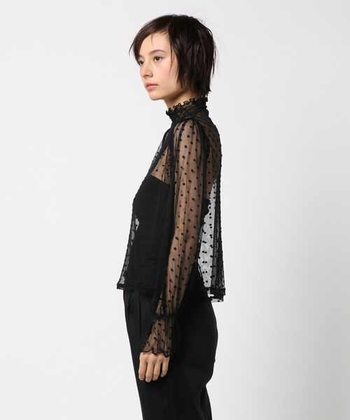 FREE'S MART（フリーズマート）の「シアードットハイネックブラウス（シャツ/ブラウス・レディース・ブラック/ホワイト/パープル・FREE）」の4枚目の写真