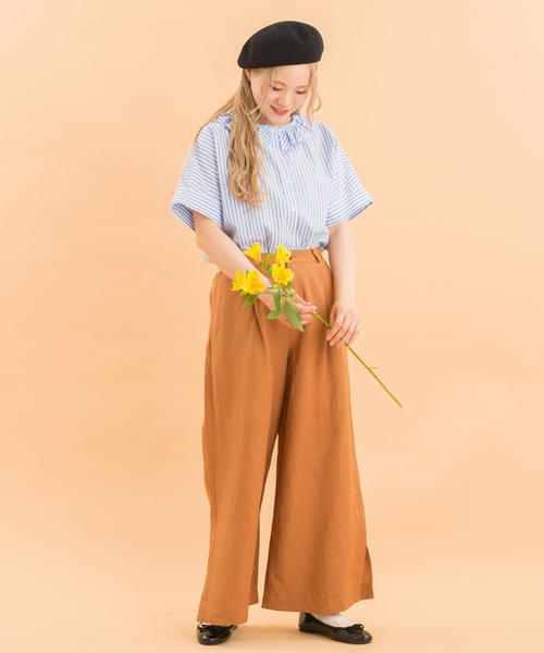 POU DOU DOU（プードゥドゥ）の「フリルカラードルマンブラウス（シャツ/ブラウス・レディース・ネイビー/オフホワイト/ブルー・3）」の4枚目の写真