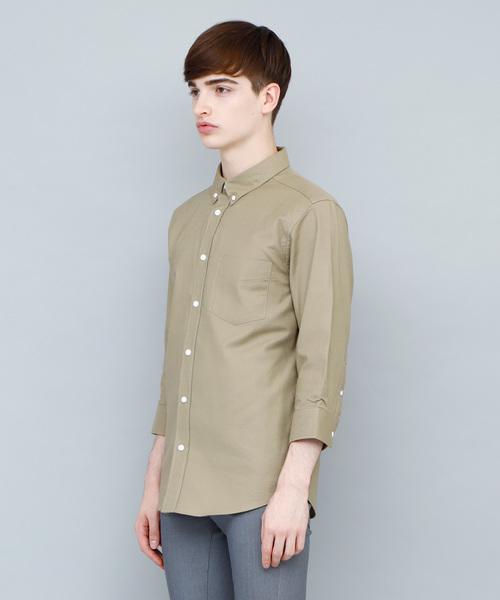 EMMA CLOTHES(エマクローズ)の「オックスフォードストレッチシャツ ボタンダウン 半袖/7分袖(シャツ/ブラウス・メンズ・ブラック/ベージュ/ネイビー/グレー/オフホワイト/ホワイト系その他/ブラック系その他/グレー系その他/ベージュ系その他/ブルー系その他・M/L/XL)」の2枚目の写真