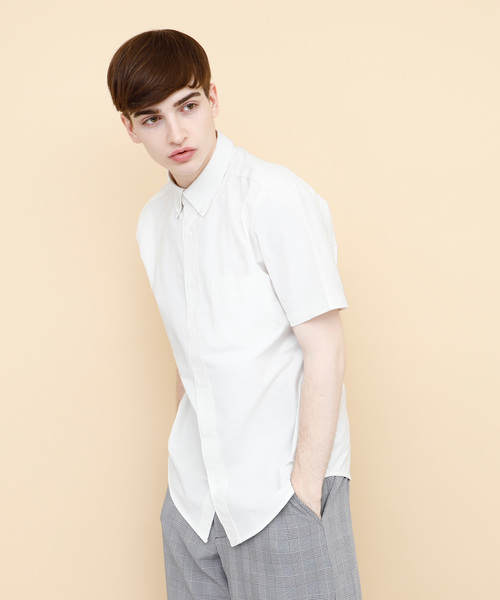EMMA CLOTHES(エマクローズ)の「オックスフォードストレッチシャツ ボタンダウン 半袖/7分袖(シャツ/ブラウス・メンズ・ブラック/ベージュ/ネイビー/グレー/オフホワイト/ホワイト系その他/ブラック系その他/グレー系その他/ベージュ系その他/ブルー系その他・M/L/XL)」の4枚目の写真