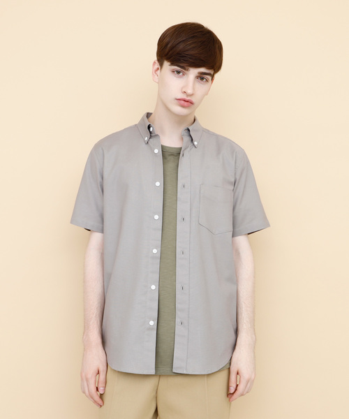EMMA CLOTHES(エマクローズ)の「オックスフォードストレッチシャツ ボタンダウン 半袖/7分袖(シャツ/ブラウス・メンズ・ブラック/ベージュ/ネイビー/グレー/オフホワイト/ホワイト系その他/ブラック系その他/グレー系その他/ベージュ系その他/ブルー系その他・M/L/XL)」の7枚目の写真