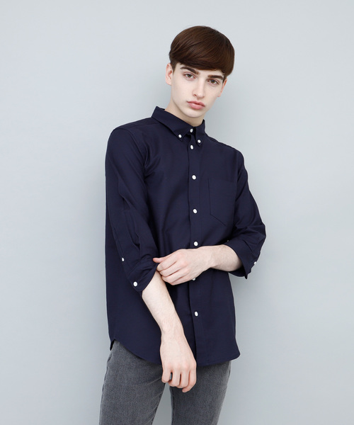 EMMA CLOTHES(エマクローズ)の「オックスフォードストレッチシャツ ボタンダウン 半袖/7分袖(シャツ/ブラウス・メンズ・ブラック/ベージュ/ネイビー/グレー/オフホワイト/ホワイト系その他/ブラック系その他/グレー系その他/ベージュ系その他/ブルー系その他・M/L/XL)」の9枚目の写真