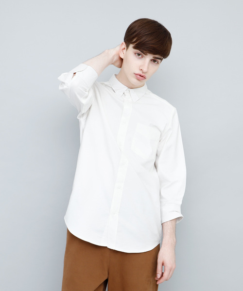 EMMA CLOTHES(エマクローズ)の「オックスフォードストレッチシャツ ボタンダウン 半袖/7分袖(シャツ/ブラウス・メンズ・ブラック/ベージュ/ネイビー/グレー/オフホワイト/ホワイト系その他/ブラック系その他/グレー系その他/ベージュ系その他/ブルー系その他・M/L/XL)」の3枚目の写真