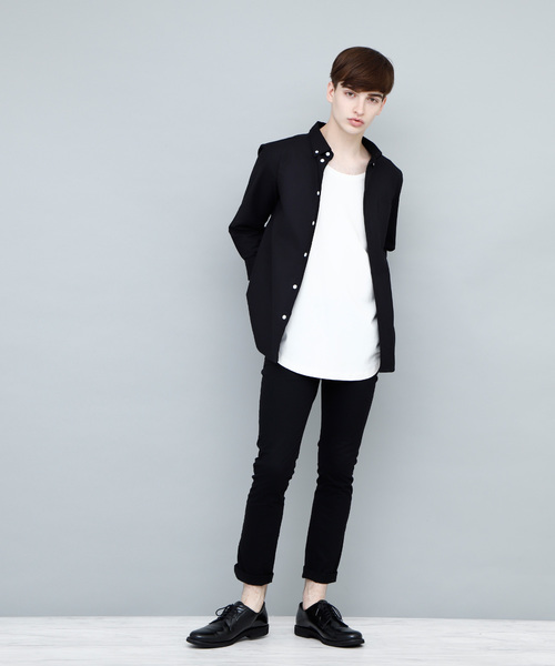 EMMA CLOTHES(エマクローズ)の「オックスフォードストレッチシャツ ボタンダウン 半袖/7分袖(シャツ/ブラウス・メンズ・ブラック/ベージュ/ネイビー/グレー/オフホワイト/ホワイト系その他/ブラック系その他/グレー系その他/ベージュ系その他/ブルー系その他・M/L/XL)」の13枚目の写真