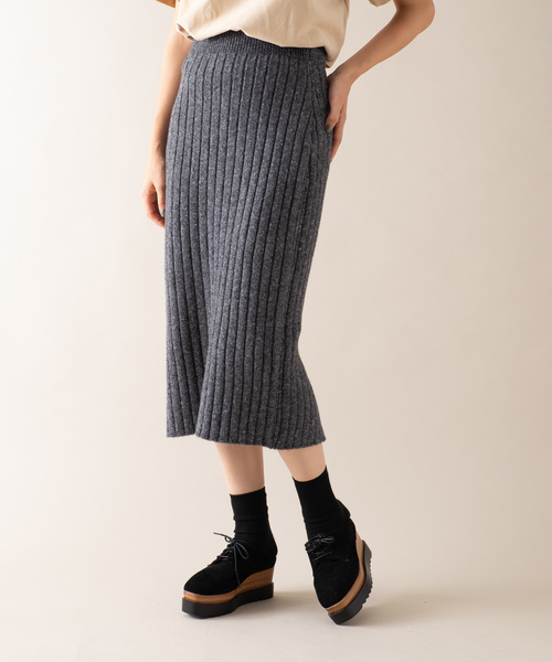 Auntie Rosa（アンティローザ）の「【AuntieRosa】 ニットリブタイトスカート（スカート・レディース・チャコールグレー/ベージュ/ボルドー・FREE）」の2枚目の写真