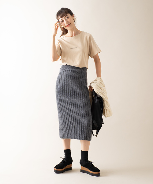 Auntie Rosa（アンティローザ）の「【AuntieRosa】 ニットリブタイトスカート（スカート・レディース・チャコールグレー/ベージュ/ボルドー・FREE）」の21枚目の写真