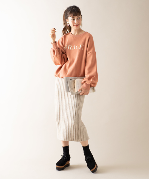 Auntie Rosa（アンティローザ）の「【AuntieRosa】 ニットリブタイトスカート（スカート・レディース・チャコールグレー/ベージュ/ボルドー・FREE）」の9枚目の写真