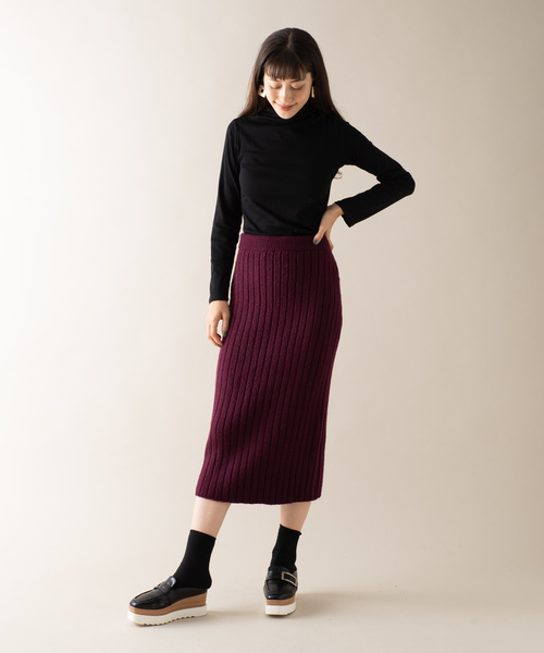 Auntie Rosa（アンティローザ）の「【AuntieRosa】 ニットリブタイトスカート（スカート・レディース・チャコールグレー/ベージュ/ボルドー・FREE）」の22枚目の写真