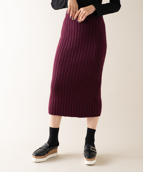 Auntie Rosa（アンティローザ）の「【AuntieRosa】 ニットリブタイトスカート（スカート・レディース・チャコールグレー/ベージュ/ボルドー・FREE）」の7枚目の写真