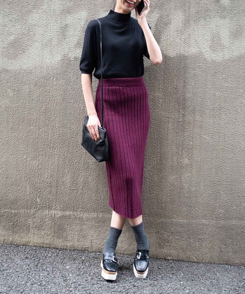 Auntie Rosa（アンティローザ）の「【AuntieRosa】 ニットリブタイトスカート（スカート・レディース・チャコールグレー/ベージュ/ボルドー・FREE）」の15枚目の写真