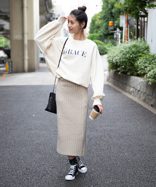 Auntie Rosa（アンティローザ）の「【AuntieRosa】 ニットリブタイトスカート（スカート・レディース・チャコールグレー/ベージュ/ボルドー・FREE）」の20枚目の写真