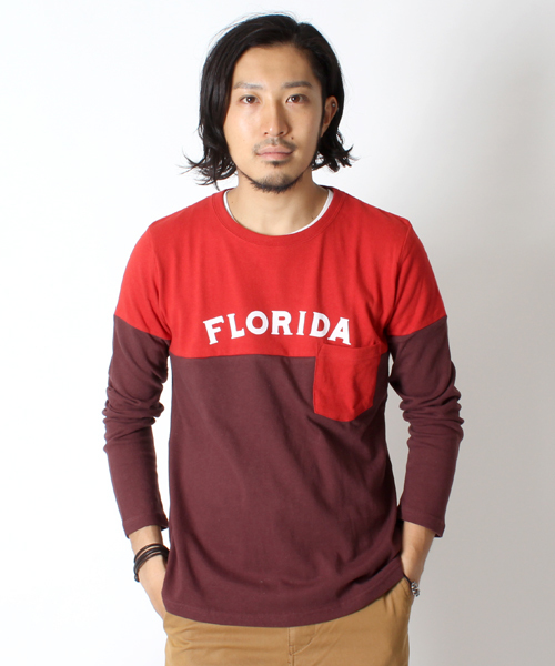 BEAMS（ビームス）の「◎BEAMS / バイカラー プリント L/S TEE（Tシャツ/カットソー・メンズ・ライトグレー/レッド/イエロー・SMALL/MEDIUM/LARGE/X-LARGE）」の3枚目の写真