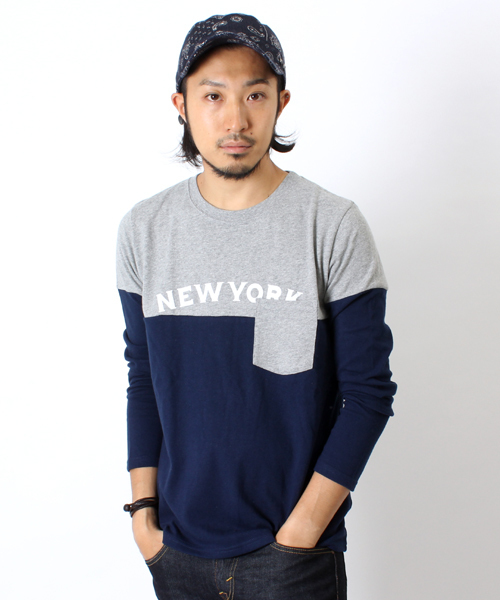 BEAMS（ビームス）の「◎BEAMS / バイカラー プリント L/S TEE（Tシャツ/カットソー・メンズ・ライトグレー/レッド/イエロー・SMALL/MEDIUM/LARGE/X-LARGE）」の2枚目の写真