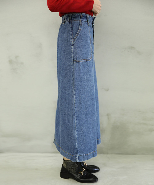 select MOCA（セレクトモカ）の「デニムフレアスカート(ハイウエスト
