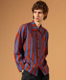 ストライプビッグポケットシャツブルゾン