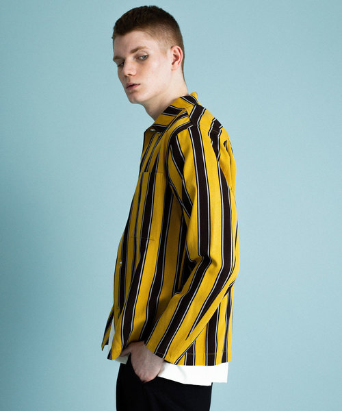 UNITED TOKYO（ユナイテッドトウキョウ）の「ストライプビッグポケットシャツブルゾン（ブルゾン・メンズ・イエロー/レッド・1/2/3）」の12枚目の写真