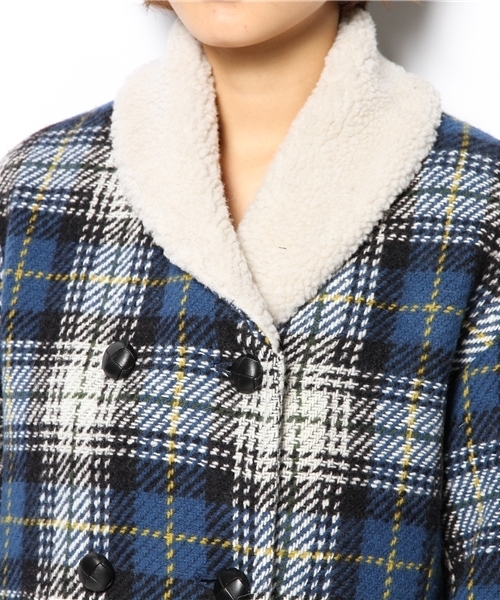 coen(コーエン)の「アンデスウールチェックコート(その他アウター・レディース・レッド/コバルトブルー・MEDIUM/LARGE)」の7枚目の写真