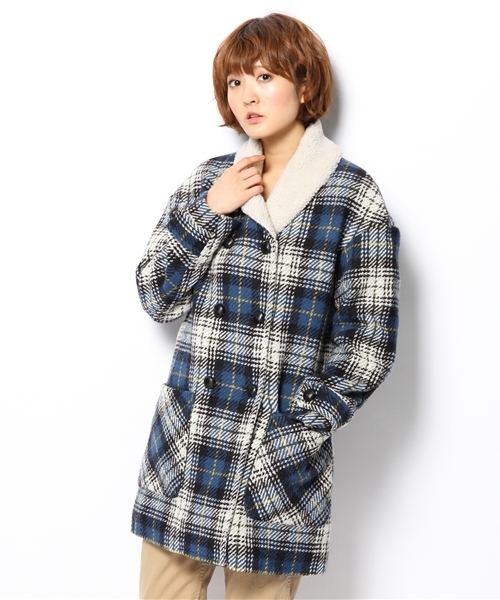 coen(コーエン)の「アンデスウールチェックコート(その他アウター・レディース・レッド/コバルトブルー・MEDIUM/LARGE)」の12枚目の写真