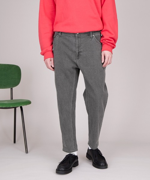 EMMA CLOTHES(エマクローズ)の「LINEN×COTTONストレッチデニムテーパードワイドパンツ(デニムパンツ・メンズ・ライトグレー/ブラック/ネイビー/サックスブルー/インディゴブルー・S/M/L)」の3枚目の写真