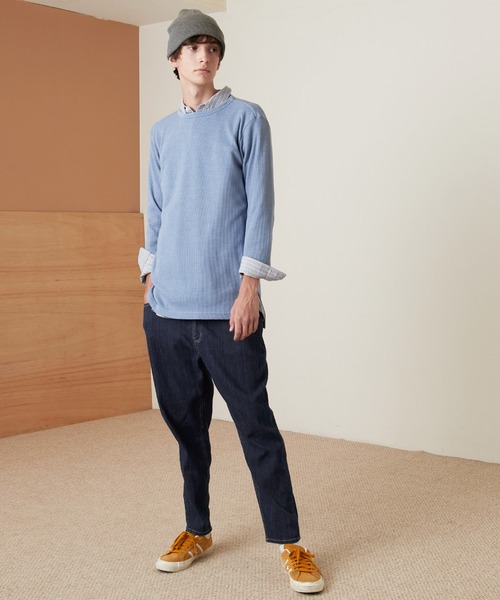 EMMA CLOTHES(エマクローズ)の「LINEN×COTTONストレッチデニムテーパードワイドパンツ(デニムパンツ・メンズ・ライトグレー/ブラック/ネイビー/サックスブルー/インディゴブルー・S/M/L)」の6枚目の写真