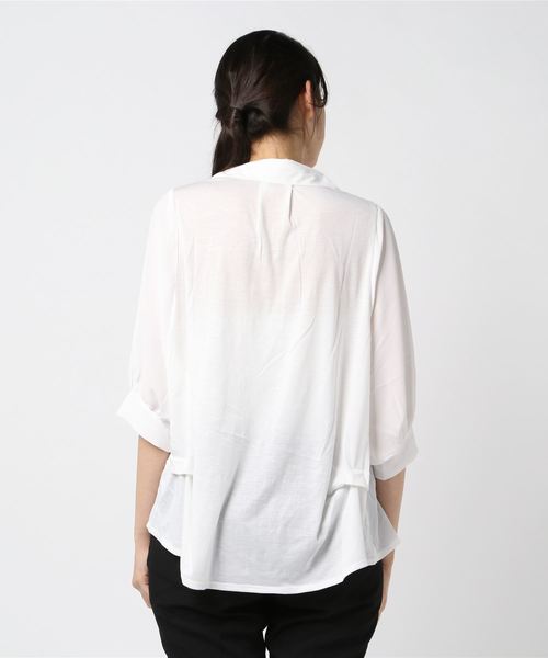 MARBLE WALTS（マーブルワルツ）の「シャツ×カットソーブラウス（シャツ/ブラウス・レディース・ネイビー/オフホワイト/ブルーグリーン・M/L）」の5枚目の写真