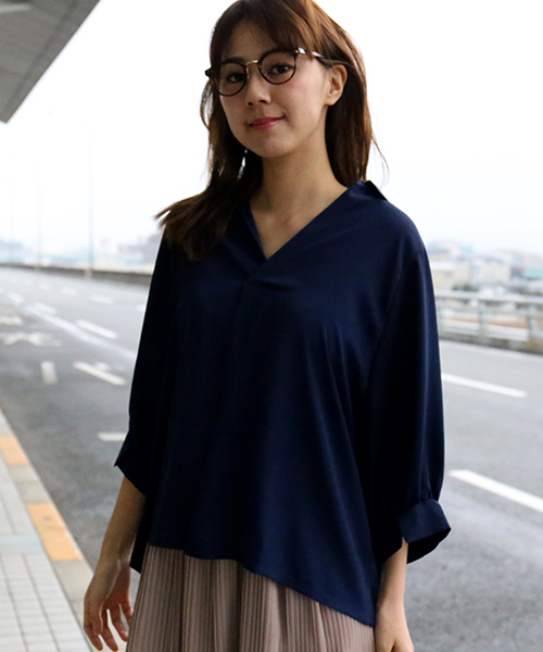 MARBLE WALTS（マーブルワルツ）の「シャツ×カットソーブラウス（シャツ/ブラウス・レディース・ネイビー/オフホワイト/ブルーグリーン・M/L）」の11枚目の写真
