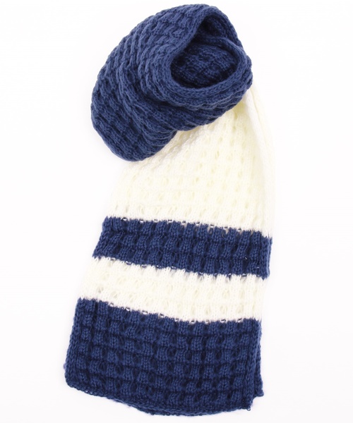 ８(eight)（エイト）の「ワッフル ライン ロングマフラー（マフラー・メンズ・ブラック×グレー/ブラック×ホワイト/ネイビー×ホワイト・FREE）」の3枚目の写真