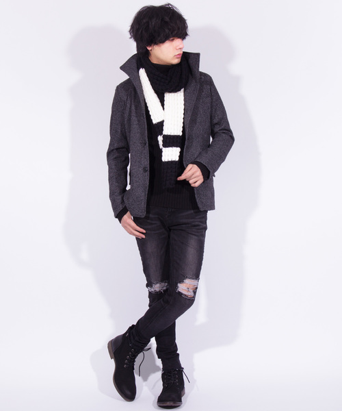 ８(eight)（エイト）の「ワッフル ライン ロングマフラー（マフラー・メンズ・ブラック×グレー/ブラック×ホワイト/ネイビー×ホワイト・FREE）」の21枚目の写真