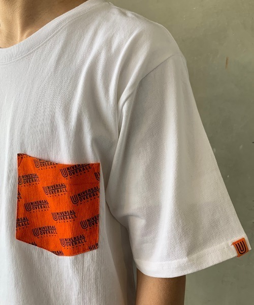 UNIVERSAL OVERALL（ユニバーサルオーバーオール）の「[UNIVERSAL OVERALL/ユニバーサルオーバーオール] 別注 モノグラムポケットTシャツ（Tシャツ/カットソー・メンズ・ホワイト/ブラック/ネイビー/ホワイト系その他/オレンジ・S/M/L/XL）」の17枚目の写真