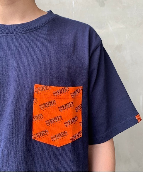 UNIVERSAL OVERALL（ユニバーサルオーバーオール）の「[UNIVERSAL OVERALL/ユニバーサルオーバーオール] 別注 モノグラムポケットTシャツ（Tシャツ/カットソー・メンズ・ホワイト/ブラック/ネイビー/ホワイト系その他/オレンジ・S/M/L/XL）」の9枚目の写真