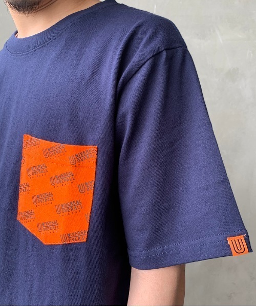 UNIVERSAL OVERALL（ユニバーサルオーバーオール）の「[UNIVERSAL OVERALL/ユニバーサルオーバーオール] 別注 モノグラムポケットTシャツ（Tシャツ/カットソー・メンズ・ホワイト/ブラック/ネイビー/ホワイト系その他/オレンジ・S/M/L/XL）」の8枚目の写真