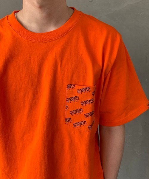 UNIVERSAL OVERALL（ユニバーサルオーバーオール）の「[UNIVERSAL OVERALL/ユニバーサルオーバーオール] 別注 モノグラムポケットTシャツ（Tシャツ/カットソー・メンズ・ホワイト/ブラック/ネイビー/ホワイト系その他/オレンジ・S/M/L/XL）」の14枚目の写真