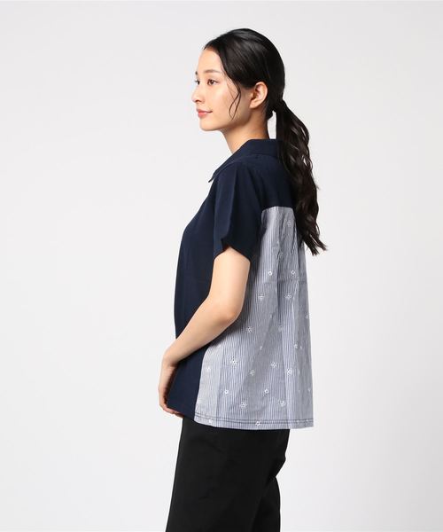 DECOY SINCE 1981(デコイシンスイチキュウハチイチ)の「【ひやさらコットンシリーズ】刺しゅう切替ポロシャツ(Tシャツ/カットソー・レディース・ホワイト/ネイビー・L size/LL/M size)」の4枚目の写真