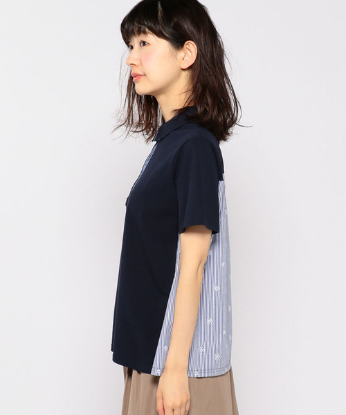 DECOY SINCE 1981(デコイシンスイチキュウハチイチ)の「【ひやさらコットンシリーズ】刺しゅう切替ポロシャツ(Tシャツ/カットソー・レディース・ホワイト/ネイビー・L size/LL/M size)」の8枚目の写真