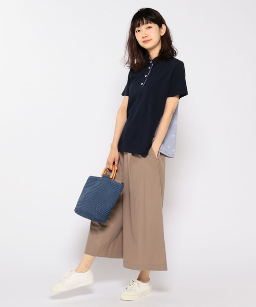 DECOY SINCE 1981(デコイシンスイチキュウハチイチ)の「【ひやさらコットンシリーズ】刺しゅう切替ポロシャツ(Tシャツ/カットソー・レディース・ホワイト/ネイビー・L size/LL/M size)」の6枚目の写真