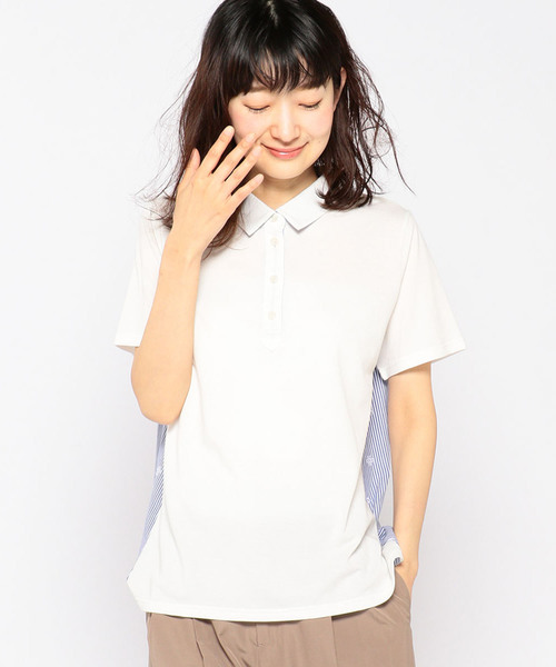 DECOY SINCE 1981(デコイシンスイチキュウハチイチ)の「【ひやさらコットンシリーズ】刺しゅう切替ポロシャツ(Tシャツ/カットソー・レディース・ホワイト/ネイビー・L size/LL/M size)」の13枚目の写真