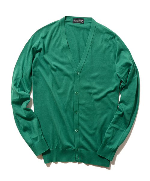 BEAMS F(ビームスエフ)の「JOHN SMEDLEY / 30ゲージカーディガン(カーディガン/ボレロ・メンズ・オレンジ/ブルー系その他/ネイビー/シルバー/レッド系その他/グリーン・S/38/M/40)」の2枚目の写真