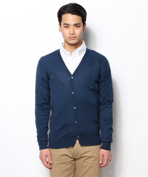 BEAMS F(ビームスエフ)の「JOHN SMEDLEY / 30ゲージカーディガン(カーディガン/ボレロ・メンズ・オレンジ/ブルー系その他/ネイビー/シルバー/レッド系その他/グリーン・S/38/M/40)」の7枚目の写真