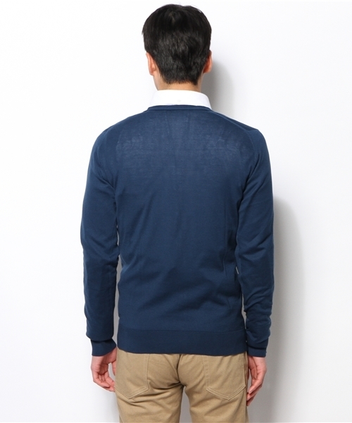 BEAMS F(ビームスエフ)の「JOHN SMEDLEY / 30ゲージカーディガン(カーディガン/ボレロ・メンズ・オレンジ/ブルー系その他/ネイビー/シルバー/レッド系その他/グリーン・S/38/M/40)」の9枚目の写真