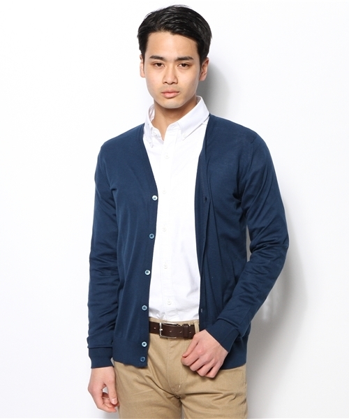 BEAMS F(ビームスエフ)の「JOHN SMEDLEY / 30ゲージカーディガン(カーディガン/ボレロ・メンズ・オレンジ/ブルー系その他/ネイビー/シルバー/レッド系その他/グリーン・S/38/M/40)」の10枚目の写真