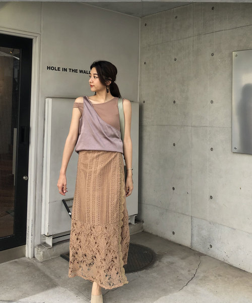 CIEL'AIR（シエルエアー）の「【CIEL'AIR/シェルエアー】セットアップイレギュラーレイヤードノースリトップス（タンクトップ・レディース・ブラウン/ブルー・FREE）」の7枚目の写真