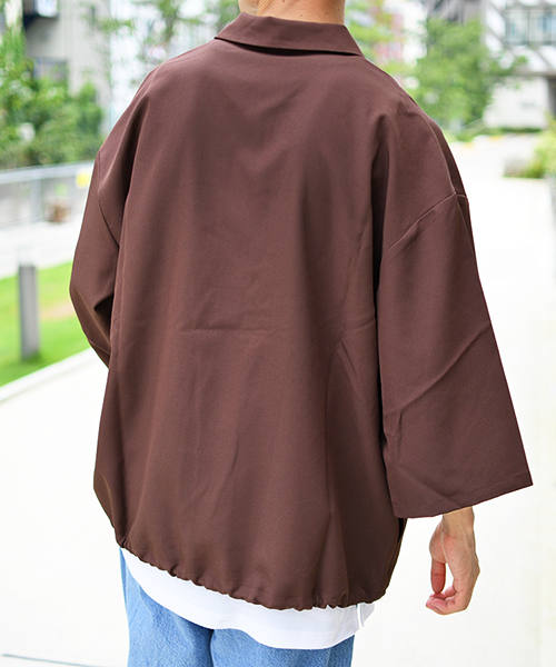 kutir（クティール）の「7分袖ハーフジップシャツ（シャツ/ブラウス・メンズ・キャメル/ブラック/ダークブラウン/ベージュ/ボルドー・MEDIUM/LARGE）」の18枚目の写真