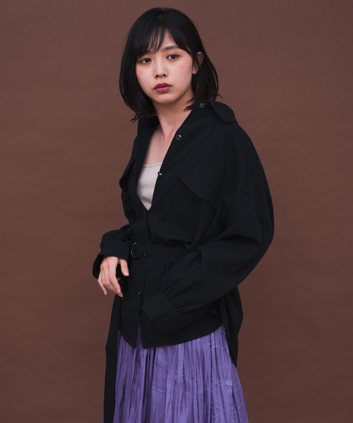 Aunt Marie's（アントマリーズ）の「AUNT MARIE'S ベルト付きサファリシャツ（シャツ/ブラウス・レディース・ブラック/ブラウン/カーキ・FREE）」の18枚目の写真