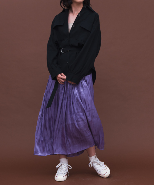 Aunt Marie's（アントマリーズ）の「AUNT MARIE'S ベルト付きサファリシャツ（シャツ/ブラウス・レディース・ブラック/ブラウン/カーキ・FREE）」の11枚目の写真