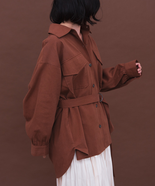 Aunt Marie's（アントマリーズ）の「AUNT MARIE'S ベルト付きサファリシャツ（シャツ/ブラウス・レディース・ブラック/ブラウン/カーキ・FREE）」の21枚目の写真