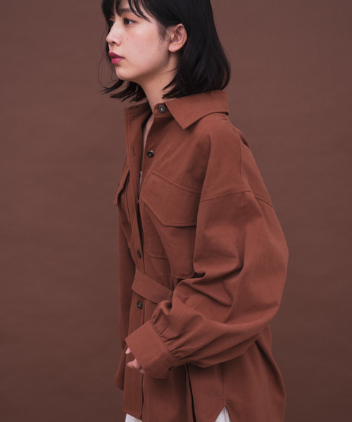 Aunt Marie's（アントマリーズ）の「AUNT MARIE'S ベルト付きサファリシャツ（シャツ/ブラウス・レディース・ブラック/ブラウン/カーキ・FREE）」の7枚目の写真